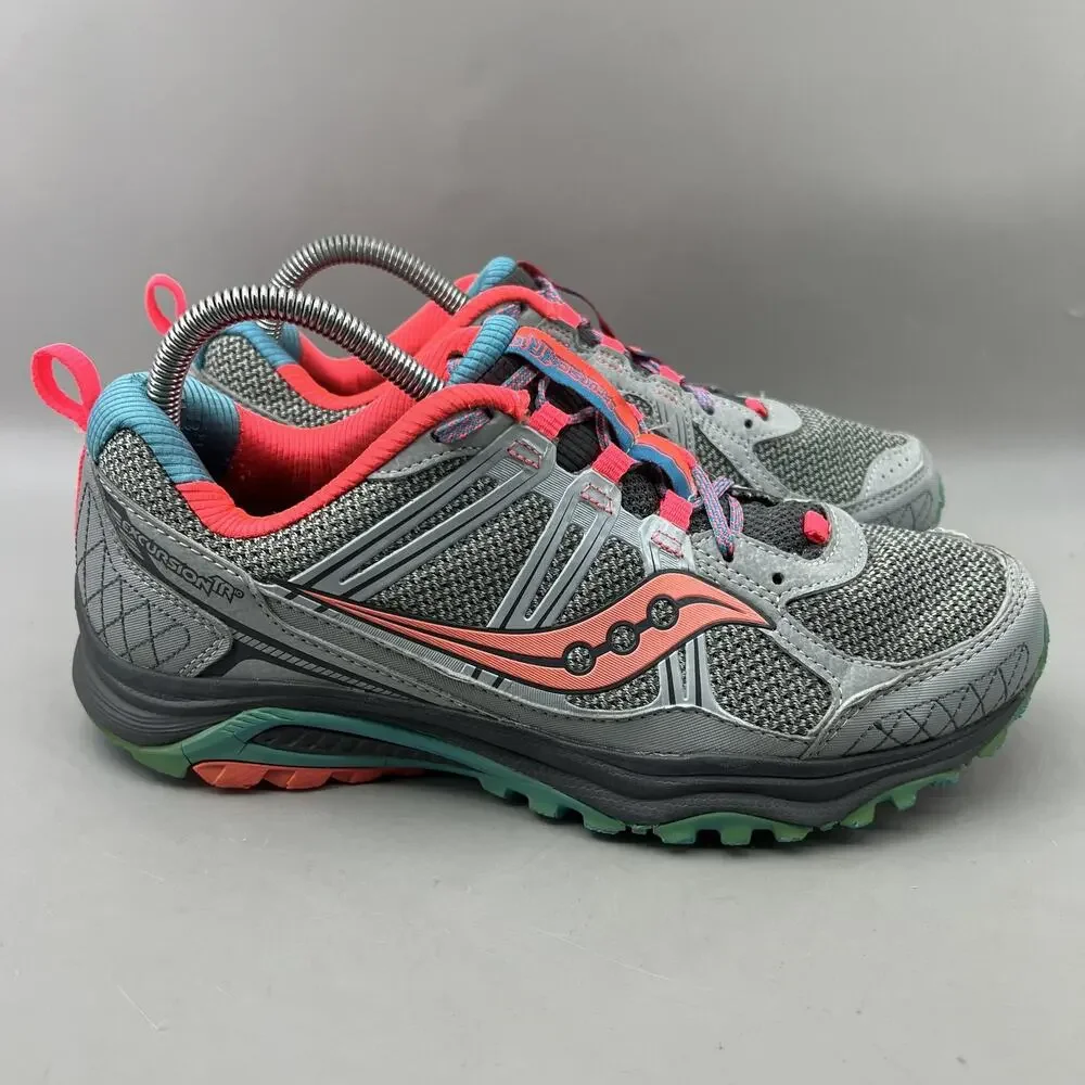 Saucony Excursion TR9 Trail Running Shoes Women 9.5 Wide Gray Comfort Sneakers